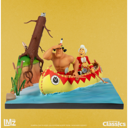 Figurine Oumpah-Pah et Hubert en canoë