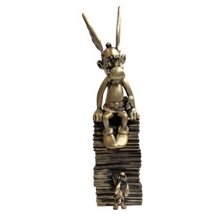 Figurine Astérix & Idéfix - Pile d'albums, Bronze